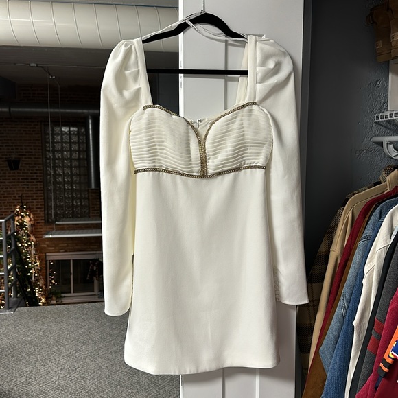 Self-Portrait Dresses & Skirts - Self-Portrait White Crepe Diamante Mini Dress - White, Medium